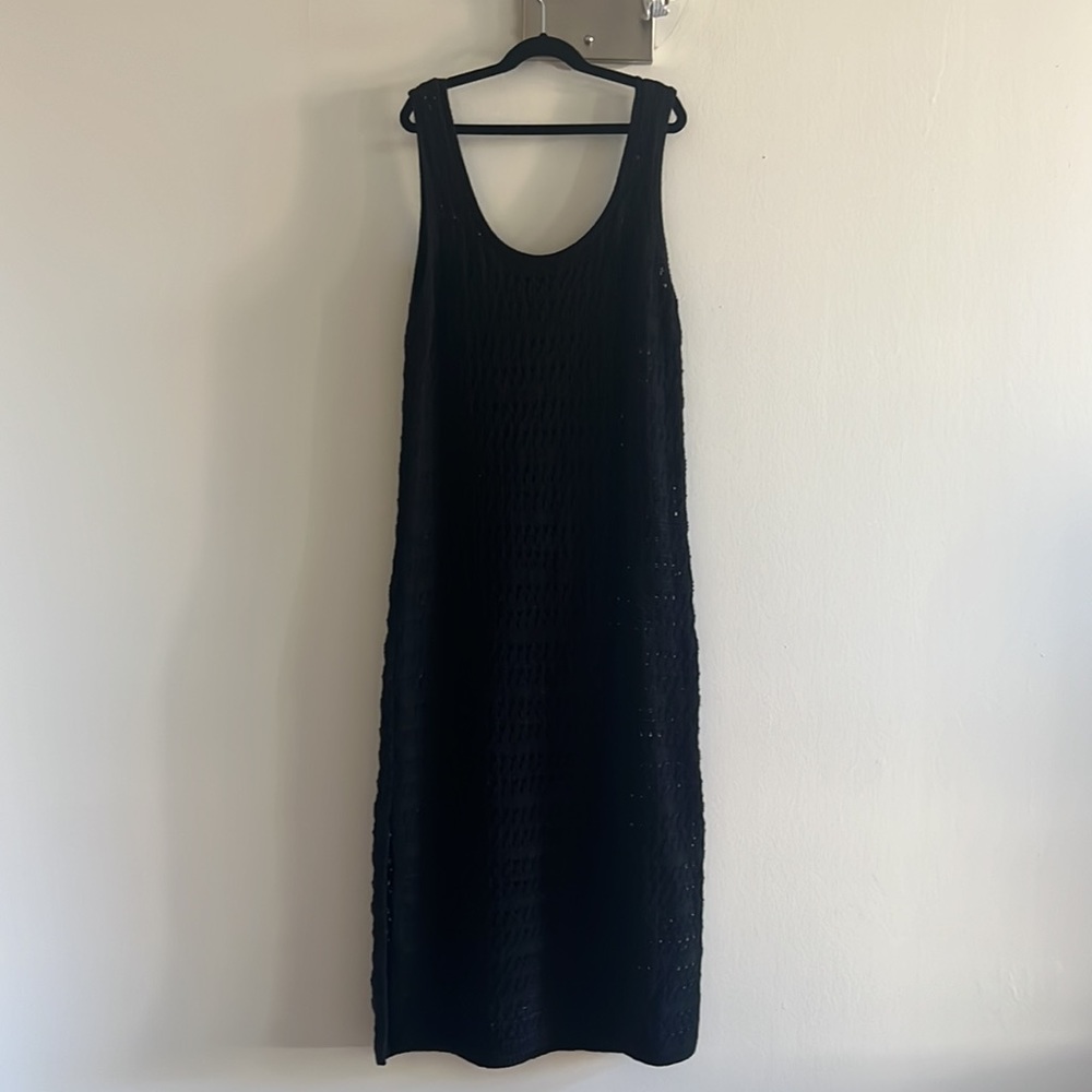 Black Crochet Midi Dress